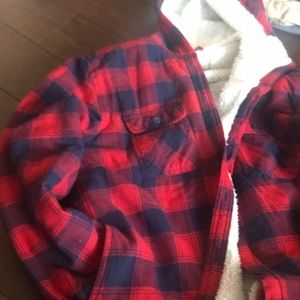 Buffalo plaid faux shearling jacket